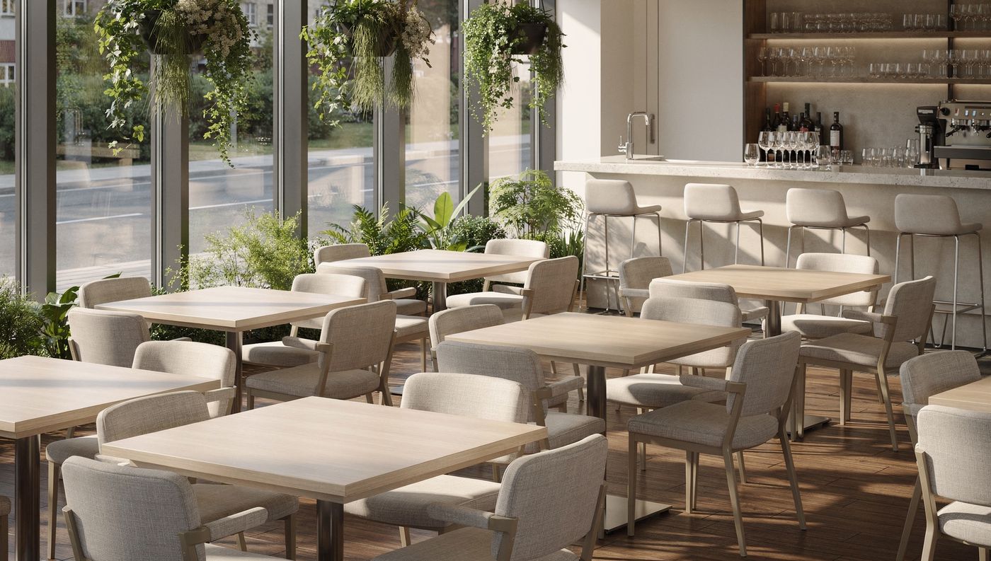 Dining room of an independent restaurant before service